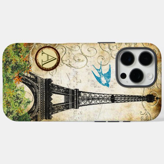 Monogram vogelpluistoren Case-Mate iPhone case (Achterkant (horizontaal))