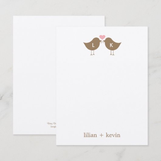 Monogram vogels bruiloftsflat Dank je creditcard - Notitiekaartje (Voorkant / Achterkant)