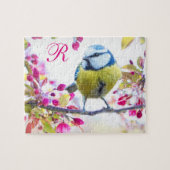 Monogram vogels en bloemen legpuzzel (Horizontaal)