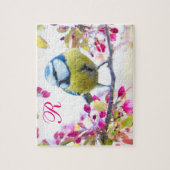 Monogram vogels en bloemen legpuzzel (Verticaal)