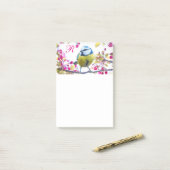 Monogram vogels en bloemen post-it® notes (Op bureau)