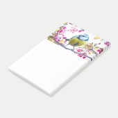 Monogram vogels en bloemen post-it® notes (Schuin)
