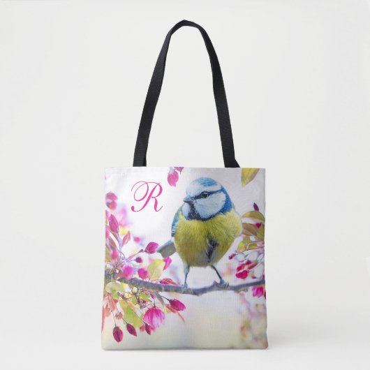Monogram vogels en bloemen tote bag (Voorkant)