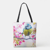 Monogram vogels en bloemen tote bag (Achterkant)