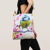Monogram vogels en bloemen tote bag (Dichtbij)