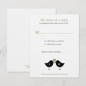 Monogram Vogels Huwelijks RSVP/Antwoordkaart - Sal RSVP Kaartje (Voorkant / Achterkant)
