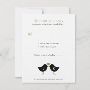 Monogram Vogels Huwelijks RSVP/Antwoordkaart - Sal RSVP Kaartje