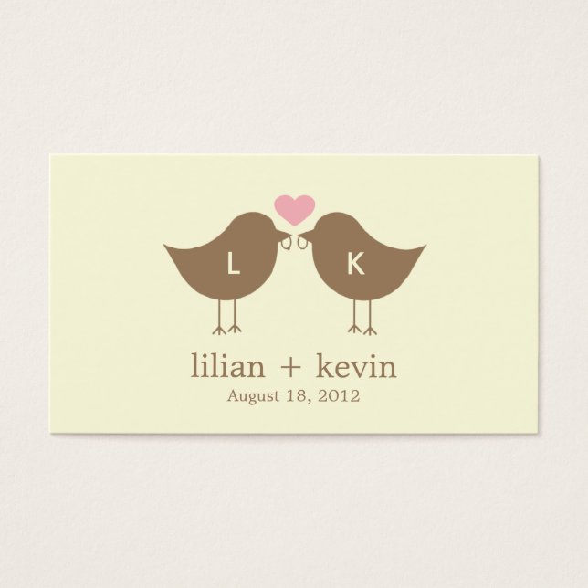 Monogram vogels Labels voor het huwelijk - latte Visitekaartje (Voorkant)