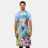 Monogram Vogels met bloemen Schort (Gedragen)