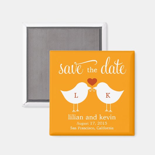 Monogram Vogels Save The Date Magnet (Voorkant / Achterkant)