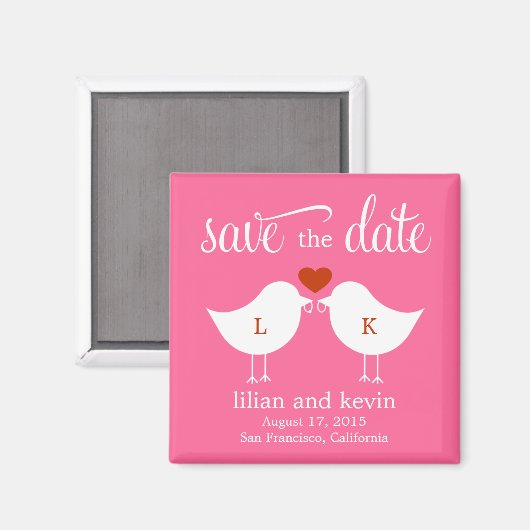 Monogram Vogels Save The Date Magnet (Voorkant / Achterkant)