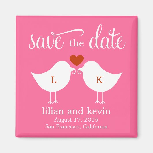 Monogram Vogels Save The Date Magnet (Voorkant)