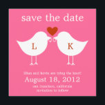 Monogram vogels Sla de datumkaart op - Hot Pink Save The Date<br><div class="desc">Deze chic en modern save the date card, met een silhouet van twee liefdesvogels die hun trouwringen houden, laat je vrienden en familie zeker glimlachen terwijl ze hun post openen. De achtergrondkleur kan worden aangepast aan elke kleur die u wilt (zie onderstaande instructies). We hebben dit ontwerp ook in verschillende...</div>