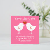 Monogram vogels Sla de datumkaart op - Hot Pink Save The Date (Staand voorkant)