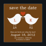 Monogram vogels sparen de Datum Kaart - Chocolade<br><div class="desc">Deze chic en modern save the date card, met een silhouet van twee liefdesvogels die hun trouwringen houden, laat je vrienden en familie zeker glimlachen terwijl ze hun post openen. De achtergrondkleur kan worden aangepast aan elke kleur die u wilt (zie onderstaande instructies). We hebben dit ontwerp ook in verschillende...</div>