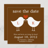 Monogram vogels sparen de Datum Kaart - Chocolade (Voorkant / Achterkant)