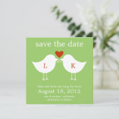 Monogram vogels sparen de Datum Kaart - Limoen (Staand voorkant)