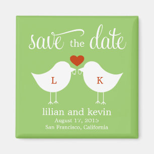 Monogram vogels sparen de Datum Magnet