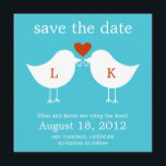 Monogram vogels sparen de datumkaart - Turquoise Save The Date<br><div class="desc">Deze chic en modern save the date card, met een silhouet van twee liefdesvogels die hun trouwringen houden, laat je vrienden en familie zeker glimlachen terwijl ze hun post openen. De achtergrondkleur kan worden aangepast aan elke kleur die u wilt (zie onderstaande instructies). We hebben dit ontwerp ook in verschillende...</div>