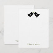 Monogram vogels Weddenflat Hartelijk dank - Sage Notitiekaartje (Voorkant / Achterkant)
