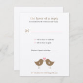 Monogram vogels Weddenschap RSVP/reactiekaart - La RSVP Kaartje (Voorkant / Achterkant)