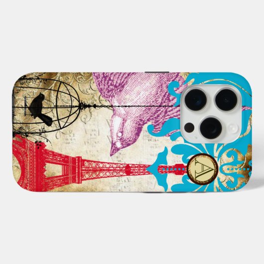 Monogram vogelvuiltoren Damask iPhone Case-Mate iPhone Case (Achterkant (horizontaal))