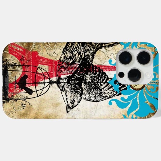 Monogram  vogelvuiltoren Damask iPhone Case-Mate iPhone Case (Achterkant (horizontaal))