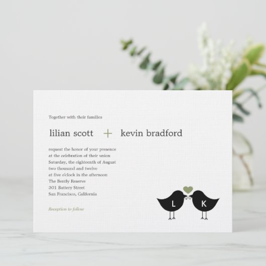 Monogram Vogelwedstrijd - Sage Kaart (Staand voorkant)