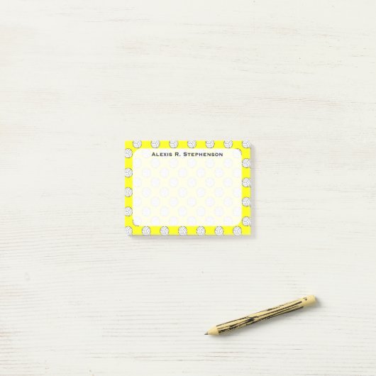 Monogram volleybal ballen geel post-it® notes (Op bureau)