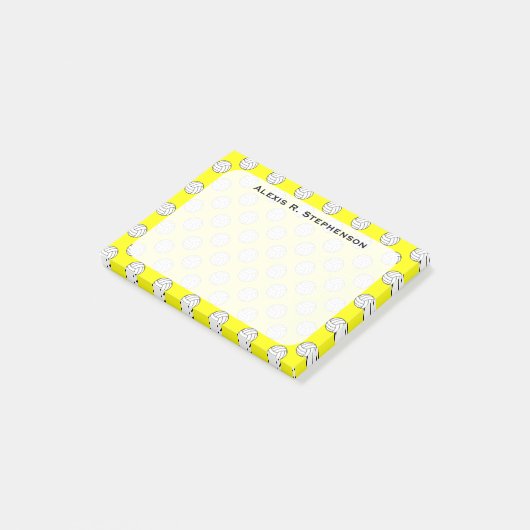 Monogram volleybal ballen geel post-it® notes (Schuin)