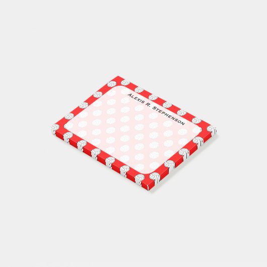 Monogram volleybal ballen rood post-it® notes (Schuin)