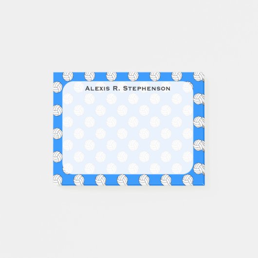 Monogram Volleybalballen op azuurblauw Post-it® Notes (Voorkant)