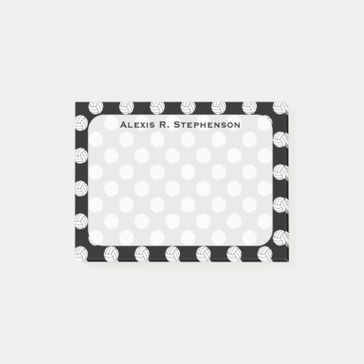 Monogram Volleybalballen op Zwart Post-it® Notes (Voorkant)
