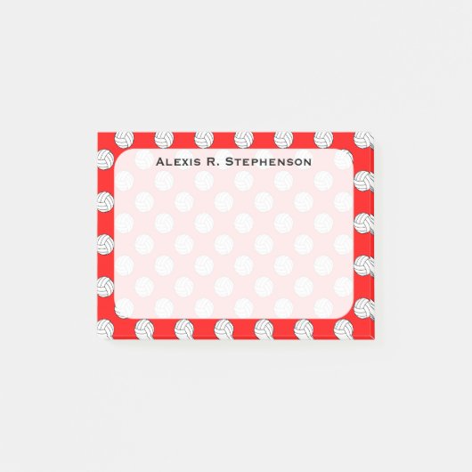 Monogram Volleybalballen Rood Post-it® Notes (Voorkant)