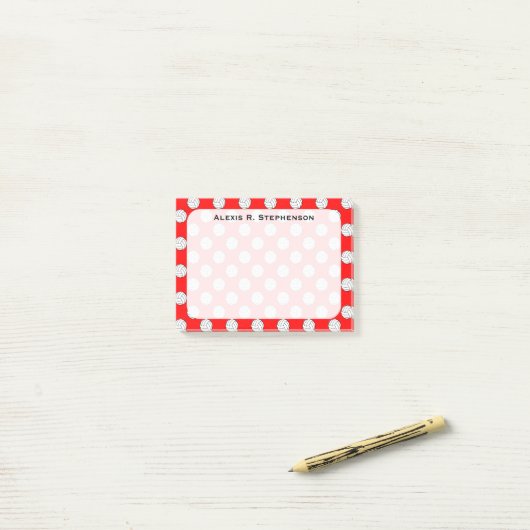 Monogram Volleybalballen Rood Post-it® Notes (Op bureau)