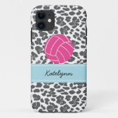 Monogram Volleyball Gray Leopard Print Case (Achterkant)
