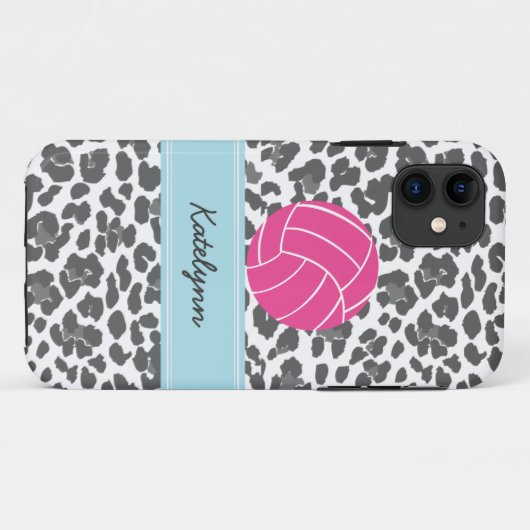 Monogram Volleyball Gray Leopard Print Case (Achterkant (horizontaal))