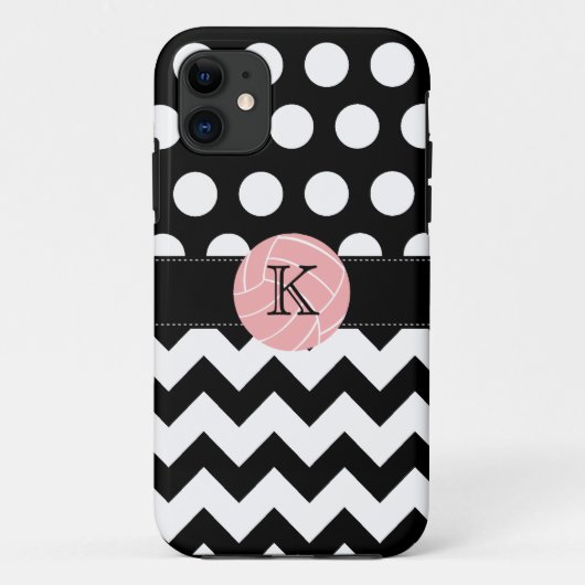 Monogram Volleyball Polka Dot Zigzag iPhone 5 Hoes (Achterkant)