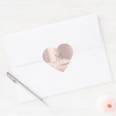 Monogram Vonk Roos Blush Initialen Naam Hart Hart Sticker (Envelop)