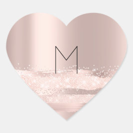 Monogram Vonk Roos Blush Initialen Naam Hart Hart Sticker