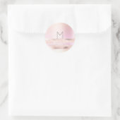 Monogram Vonk Roos Blush Initialen Naam Ombré Ronde Sticker (Tas)
