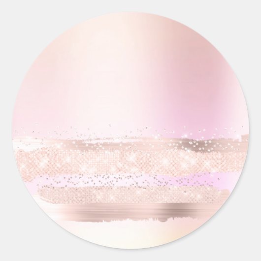 Monogram Vonk Roos Blush Makeup Pastels Ombré Ronde Sticker (Voorkant)