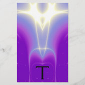 MONOGRAM VOOR abstracte PAARSE BLAUWE WITTE LICHTE Briefpapier (Voorkant)