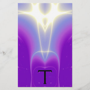 MONOGRAM VOOR abstracte PAARSE BLAUWE WITTE LICHTE Briefpapier