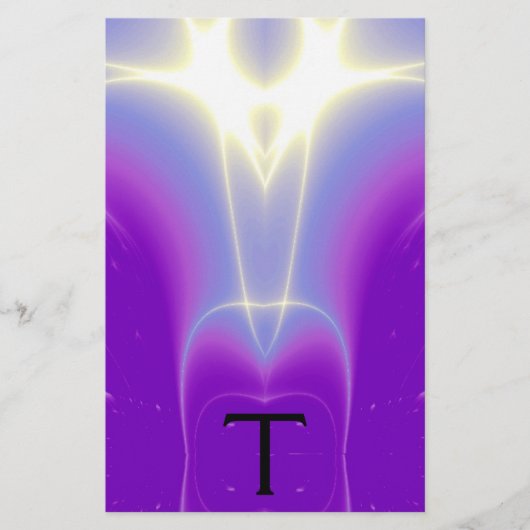MONOGRAM VOOR abstracte PAARSE BLAUWE WITTE LICHTE Briefpapier (Voorkant)