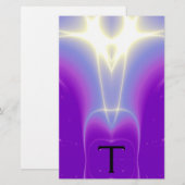 MONOGRAM VOOR abstracte PAARSE BLAUWE WITTE LICHTE Briefpapier (Voorkant / Achterkant)