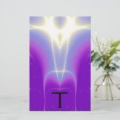 MONOGRAM VOOR abstracte PAARSE BLAUWE WITTE LICHTE Briefpapier (Staand voorkant)