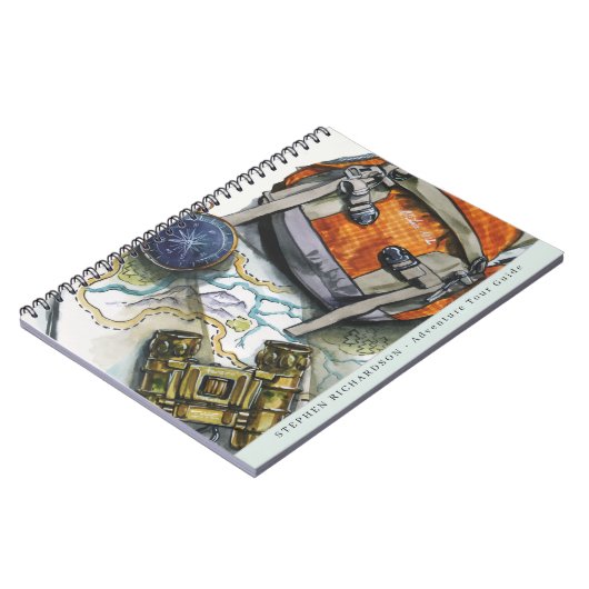 Monogram voor Adventure Travel Guide Waterverf Notitieboek (Linkerzijde)