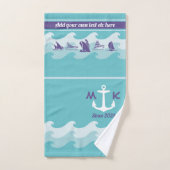 Monogram voor Ankergolven Nautical Ship Boat Yacht Bad Handdoek (Handdoek)