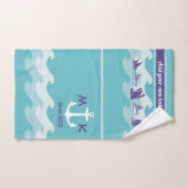 Monogram voor Ankergolven Nautical Ship Boat Yacht Bad Handdoek (Handdoek)